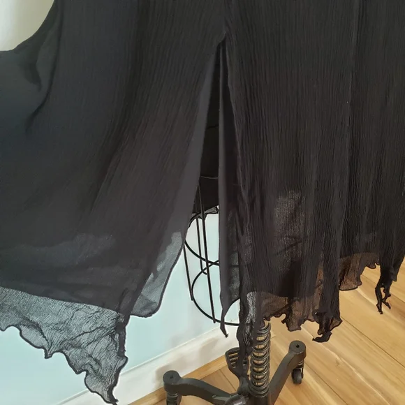 Express Black Silk Hankerchief Hem Skirt, S - Picture 6 of 11